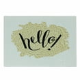 thumbnail image 1 of Hello Cutting Board, Brush Pen Lettering in Mosaic Style Modern Design Background, Decorative Tempered Glass Cutting and Serving Board, Small Size, Black White Yellow, by Ambesonne, 1 of 1