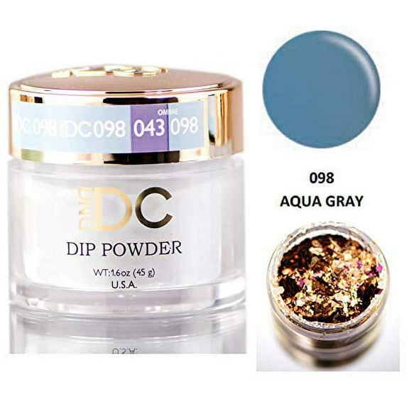 DND DC Blues & Greens DIP POWDER for Nails 1.6oz, 45g, Daisy Dipping (with bonus side Glitter) Made in USA (Aqua Gray (098))