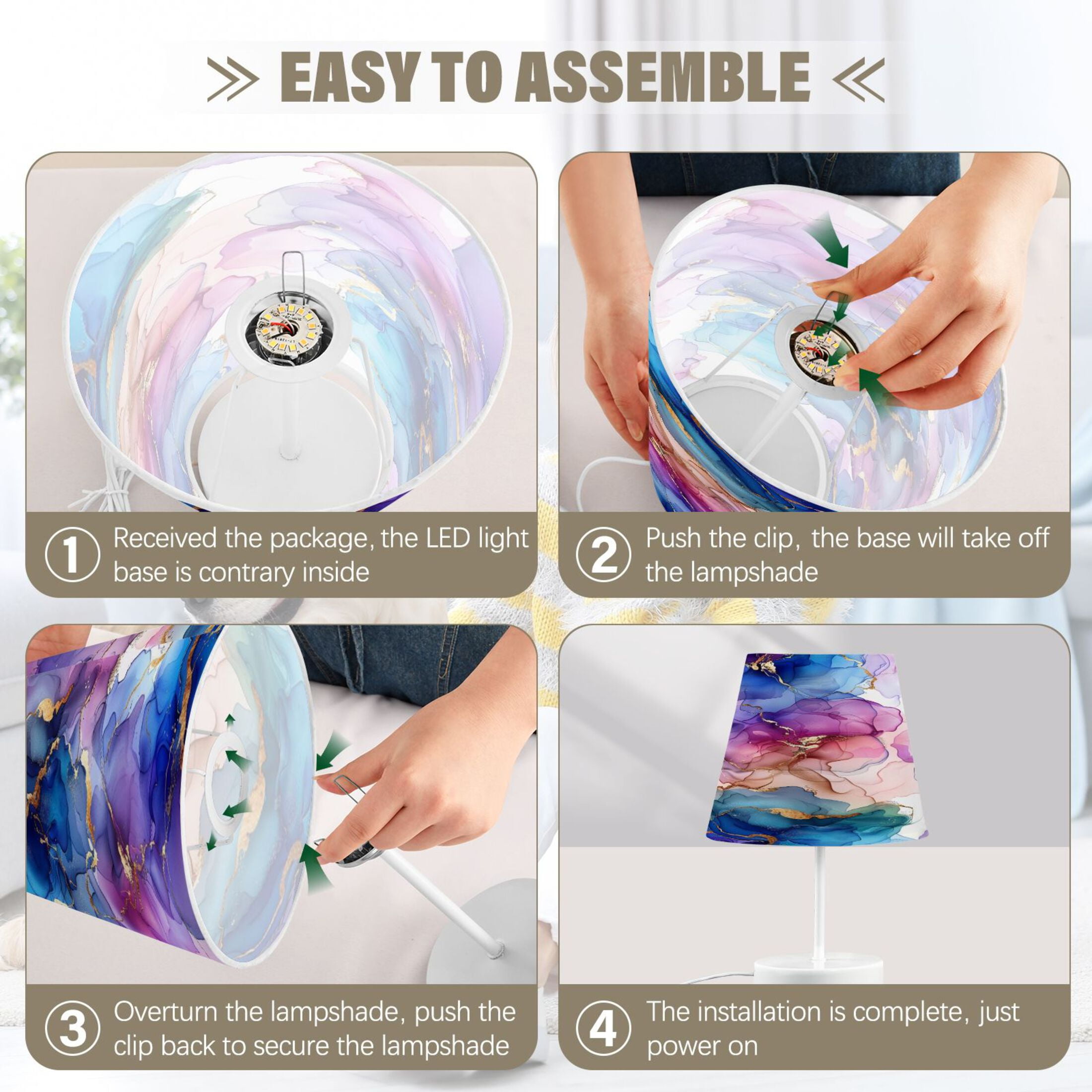 Alcohol Ink Flowers Desk Lamp LED Table Nightstand Lamps with 3 Color Temperatures for Home Bedroom Living Room Decor 8x12