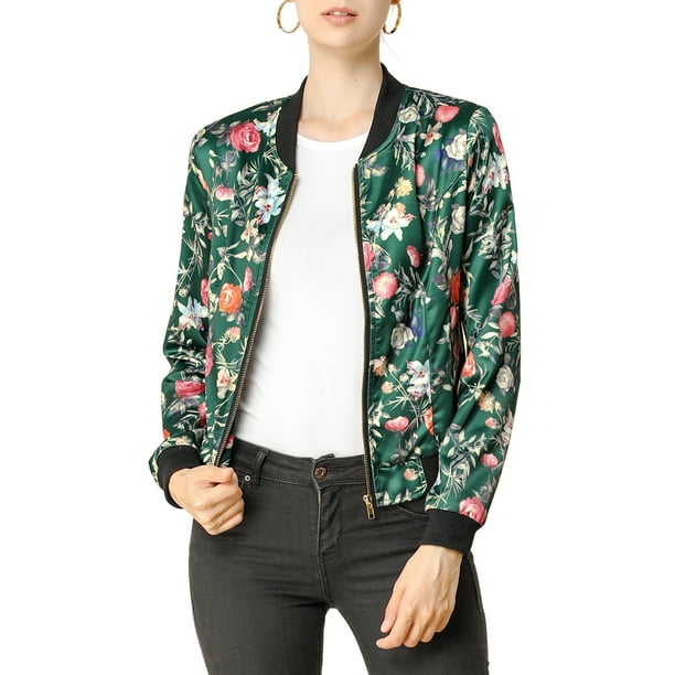 CHAQUETA BOMBER PARA MUJER INSPIRE CHIC, AJUSTADA, LIGERA, CON CREMALLERA, TALLA XS, VERDE OSCURO