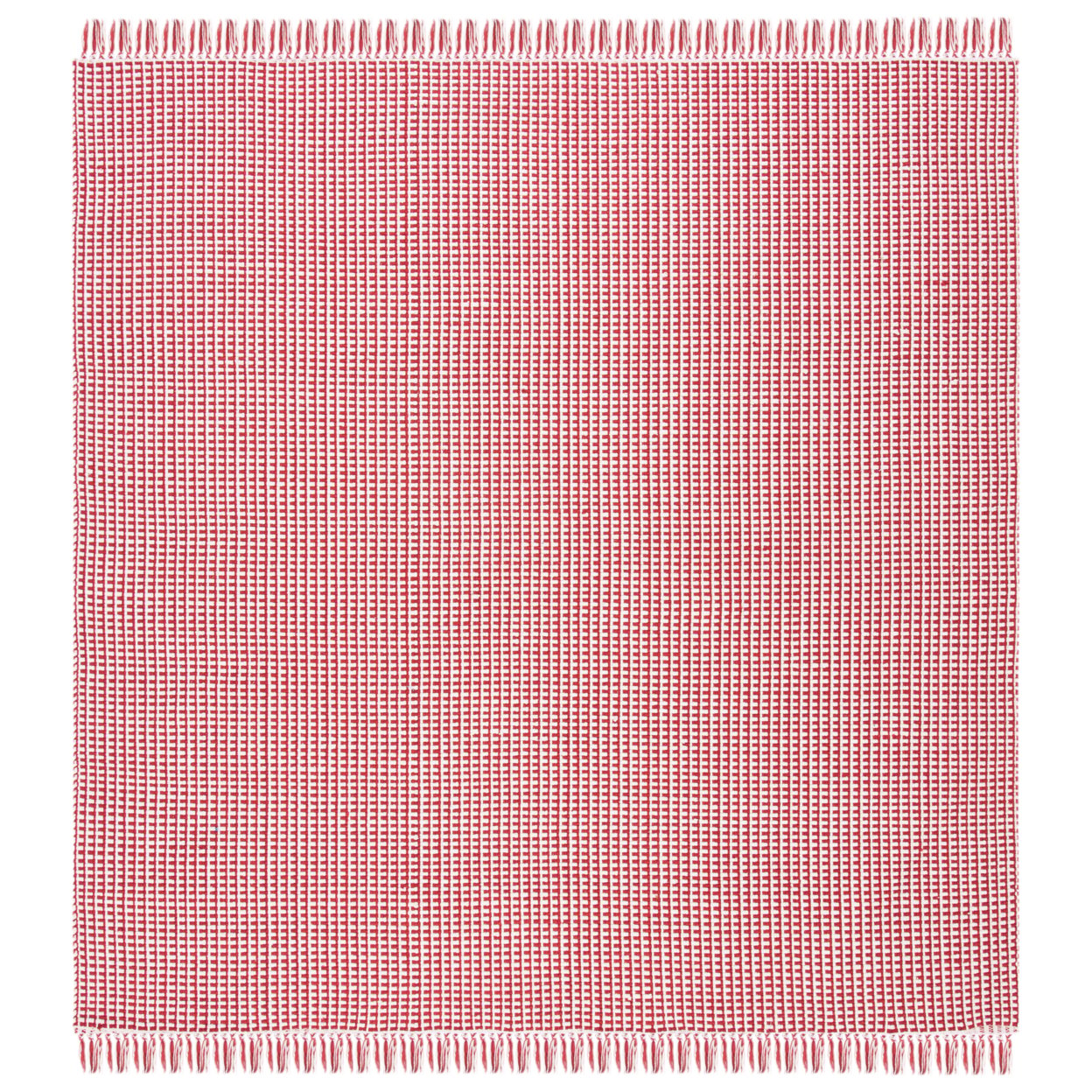 SAFAVIEH Montauk Patton Geometric Cotton Area Rug, Ivory/Red, 3' x 5'
