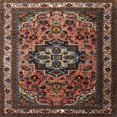 thumbnail image 1 of Ahgly Company Indoor Square Traditional Dark Almond Brown Medallion Area Rugs, 9' Square, 1 of 6