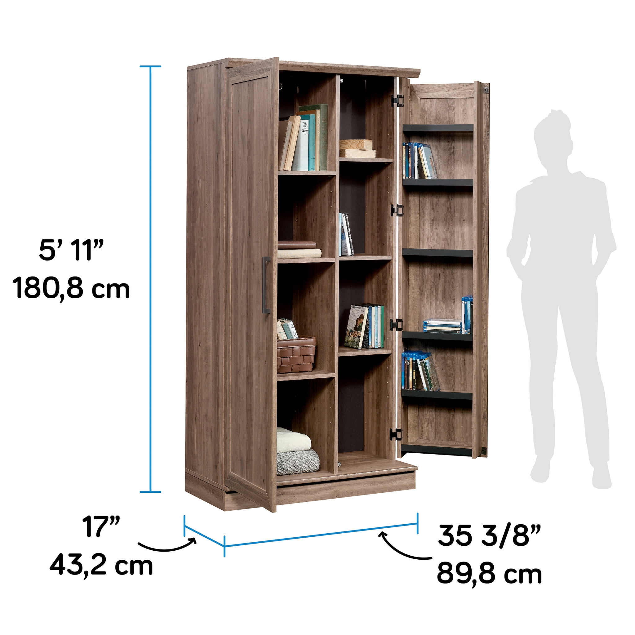 Sauder Homeplus 3-Shelf Storage Cabinet, Salt Oak Finish
