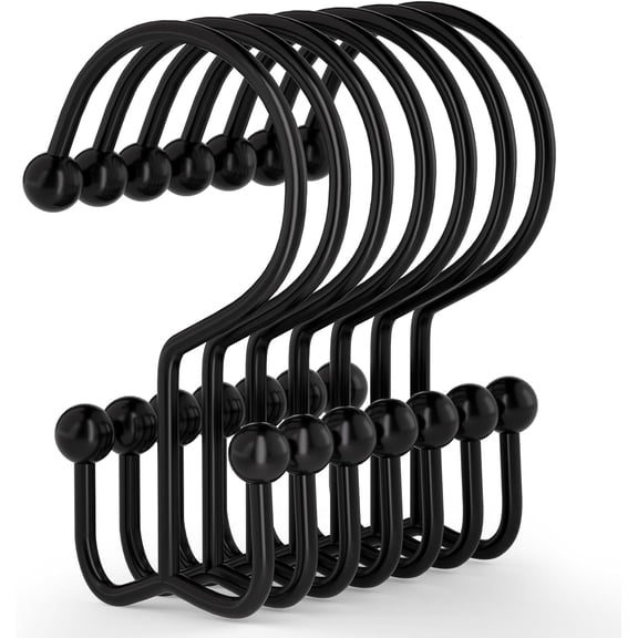 Double Glide Shower Curtain Hooks, Rust Proof Durable Shower Curtain Rings for Shower Curtain Rods, 12 Pack