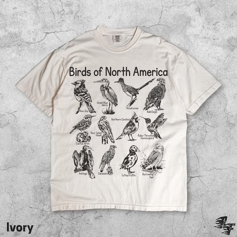Birds North America Vintage Graphic Nature Wildlife T-shirt