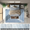 thumbnail image 6 of Wondo Floral Washable Rugs, 4x6 Area Rug for Living Room, Soft Large Boho Bedroom Rug, Botanical Non Slip Ultra Thin Floor Carpet for Dining Room Nursery Office, Light Blue, 6 of 7