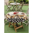 thumbnail image 4 of Outdoor Tablecloth with Umbrella Hole for Patio/Picnic/Party/Camping, Sunflowers Rooster Waterproof Table Cloth Round Cover Washable, Farmhouse Vintage Beige Burlap Plaid (Dia 54"), 4 of 8
