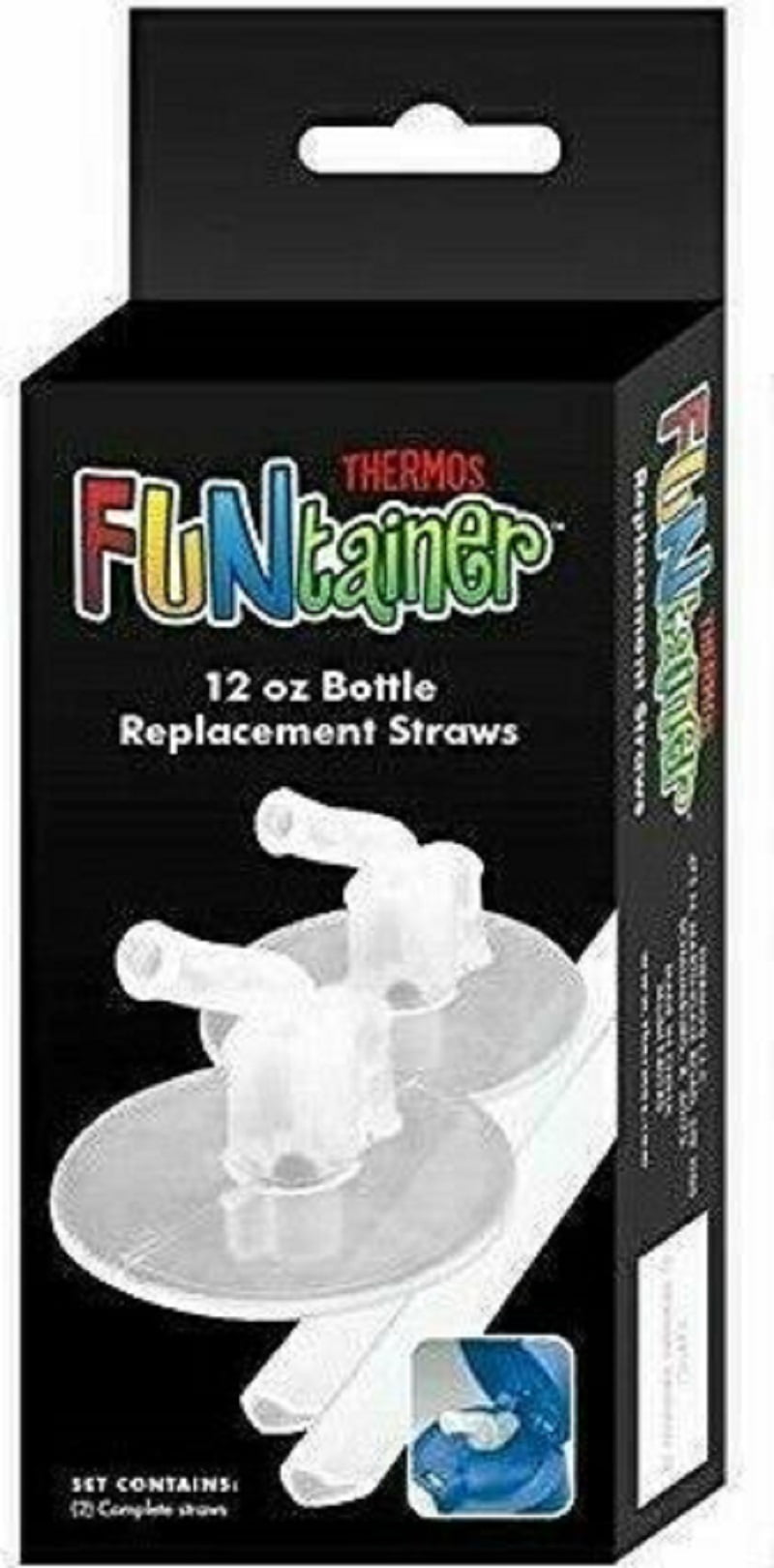2 Complete Straws New Thermos FUNtainer Replacement Straws 12 oz Bottle
