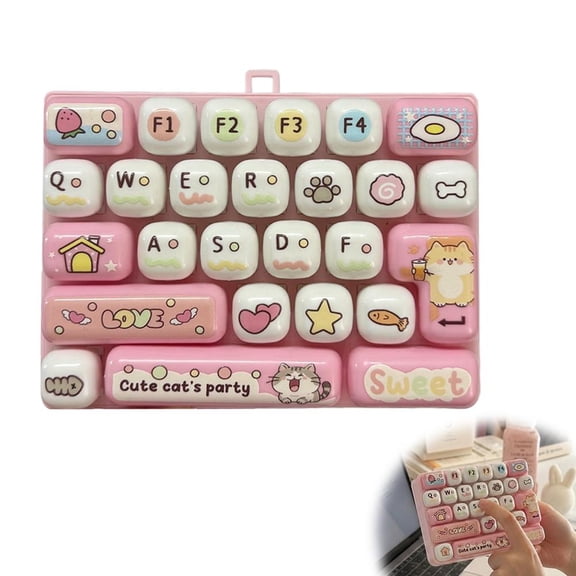 Keyboard Fidget Keychain, 26-in-1 Keyboard Decompression Button Finger Clicker for Adults, Funny Stress Relief for Focus & Calm at Work or Study, Pass Time