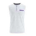 thumbnail image 4 of Antinious Men Stripe Sleeveless Crewneck Summer Button Pocket Tank Tops, 4 of 5