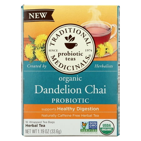 (6 Pack) Traditional Medicinals Organic Dandelion Chai Probiotic Tea  16 Bags