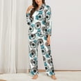 thumbnail image 2 of KLL Watercolor Sunflower Print Women's Long Sleeve Pajamas with Pants Sleepwear Loungewear 2 Set-Small, 2 of 7