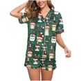 thumbnail image 2 of VBTAPA Womens Christmas Pajama Shorts Set Plaid Xmas Tree Printed Short Sleeve Button Down Shirts and Shorts Matching Lounge Pj Sets Holiday Sleepwear Multicolor#23 XXL, 2 of 7
