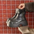 thumbnail image 4 of Wowcloth Women's Platform Ankle Boots – Comfortable Round Toe Mid Heel with Retro British Style for Casual Winter Wear, 4 of 8