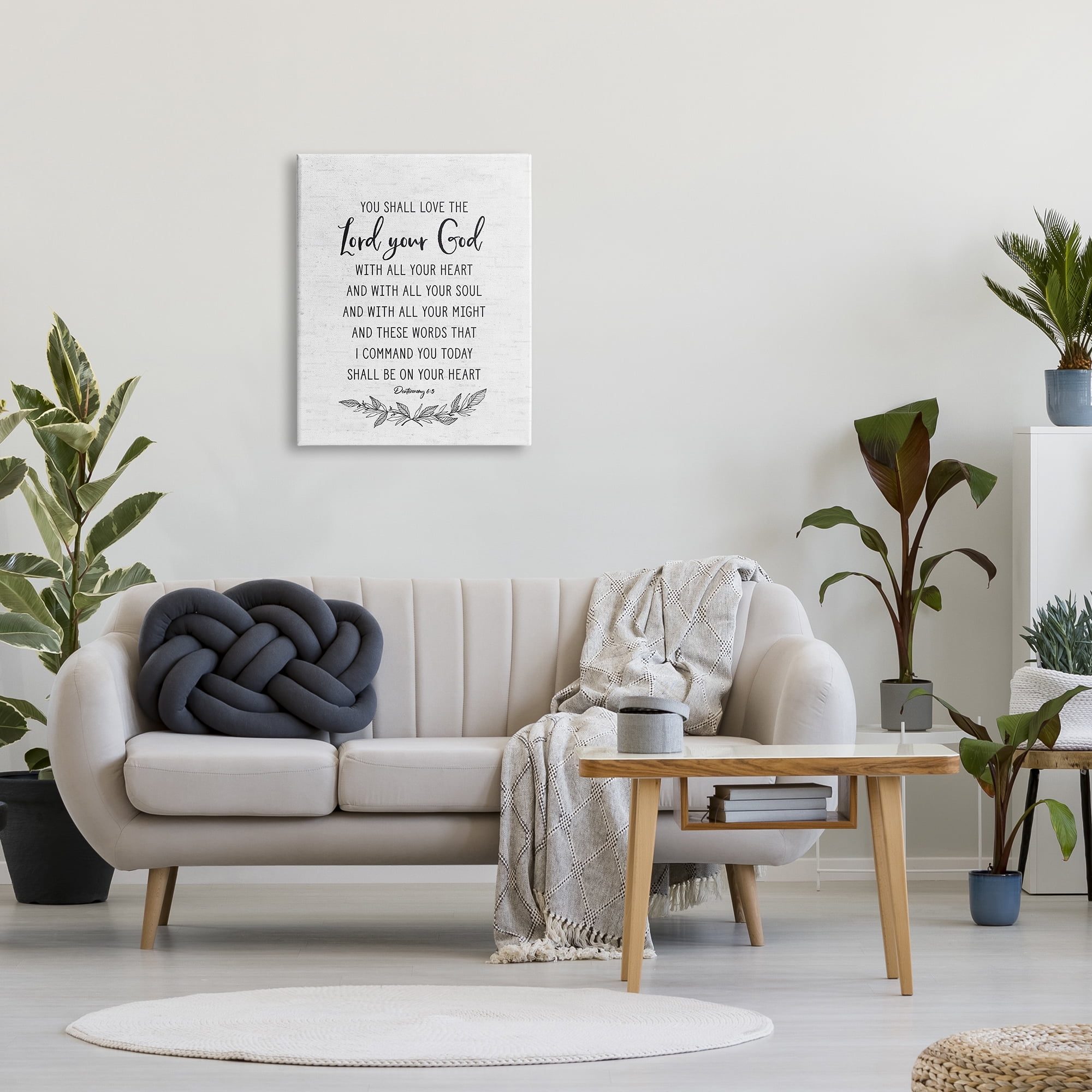 Stupell Industries Rustic Religious Scripture Verse White Grain Pattern Graphic Art Gallery Wrapped Canvas Print Wall Art, Design by Lettered and Lined
