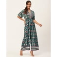 thumbnail image 3 of Moomaya Women's Printed Jumpsuit, V-Neck Sleeveless Wide Leg Loose Boho Style Jumpsuits, 3 of 8