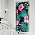 thumbnail image 2 of Exotic Palm Tree Coastal Paradise Fabric Shower Curtain, Waterproof Boho Artistic Design with Hawaiian Beach Landscape and Safari Jungle Island Patterns, Includes 6 Hooks, 2 of 5