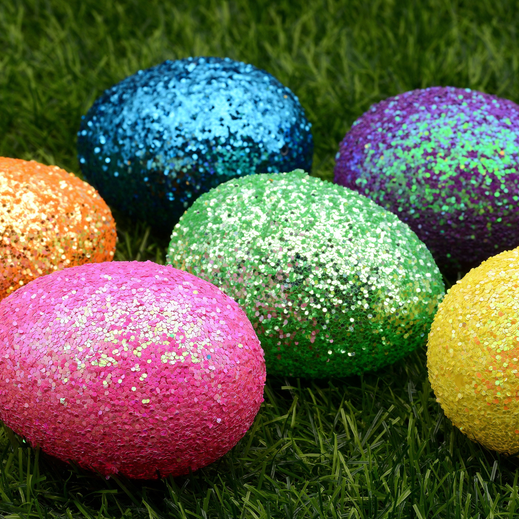 Bright Glitter Fillable Plastic Easter Eggs, 6 Count, by Way To Celebrate, 55MM