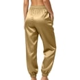 thumbnail image 5 of Nmnitkp Women's Satin Jogger Pants High Waisted Elastic Pull On Silky Lounge Pants with Side Pockets Casual Sleep Pajama Pants for Loungewear Sleepwear Daily WearGold,M, 5 of 8