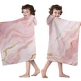 thumbnail image 4 of Pink Gold Marble Pattern Hooded Bath Towel，50"x30" for Ages 3 To 12 Kids, Quick Dry Lightweight Soft Microfiber Hood Beach Towel Cover Up for Kids, 4 of 7
