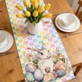 thumbnail image 6 of AZXY Easter Table Runner 13"x71" Table Runner with Watercolor Bunny Easter Eggs Pastel Checkered Design, Spring Easter Table Decorations for Home Kitchen Dining Coffee Table Easter Party Decor, 6 of 7