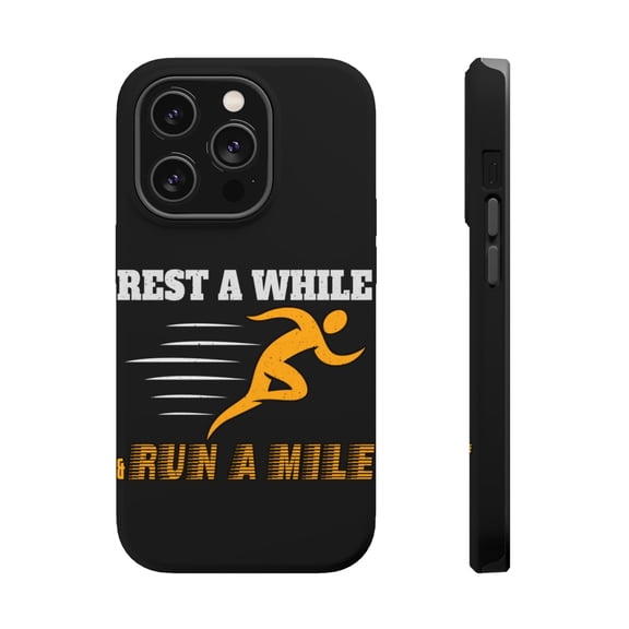 DistinctInk Tough Case for Apple iPhone 15 PRO (6.1" Screen), Compatible with MagSafe Charging - Rest While Run Mile