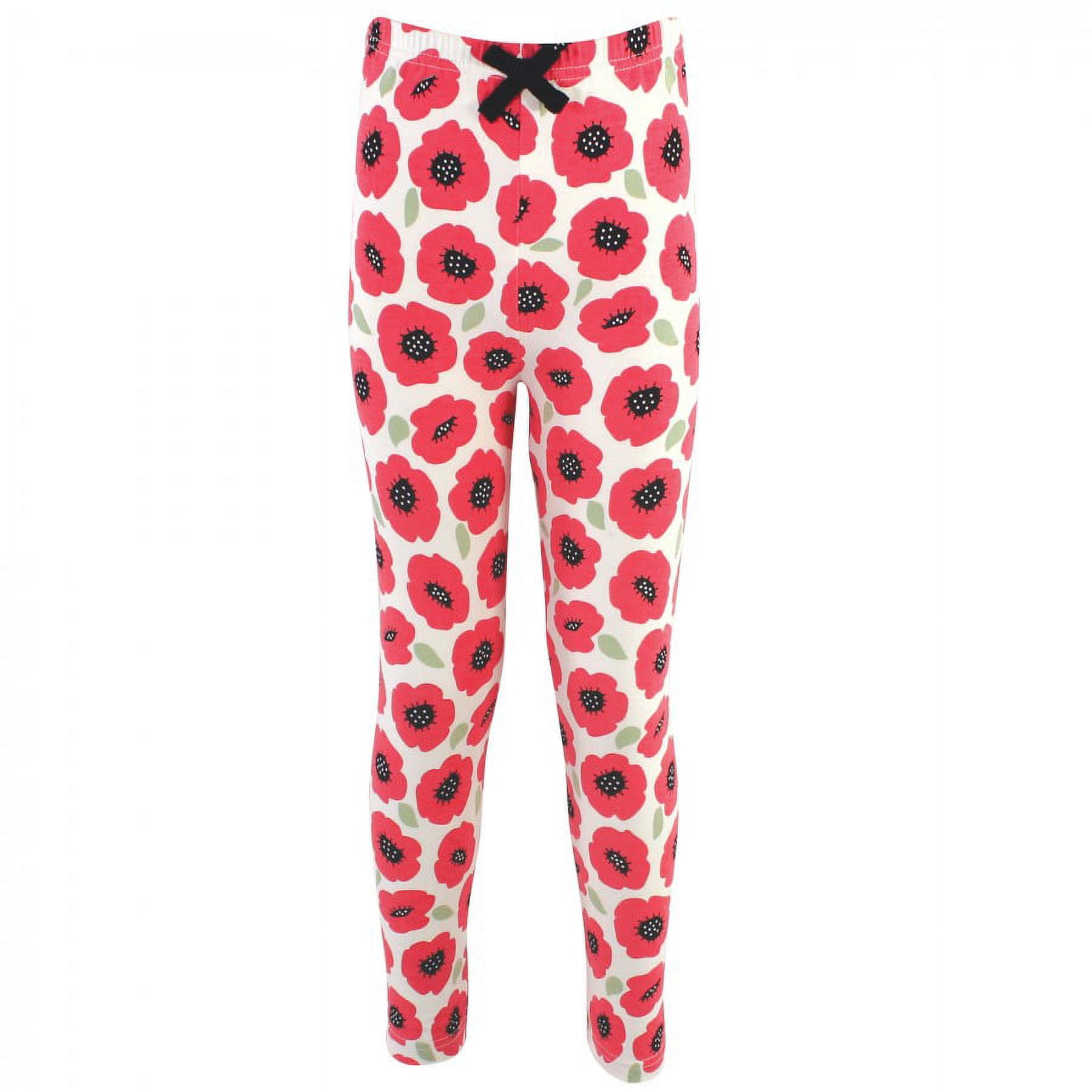Touched by Nature Baby, Toddler, Big Kids and Youth Girl Organic Cotton Leggings 4pk, Poppy, 8 Years