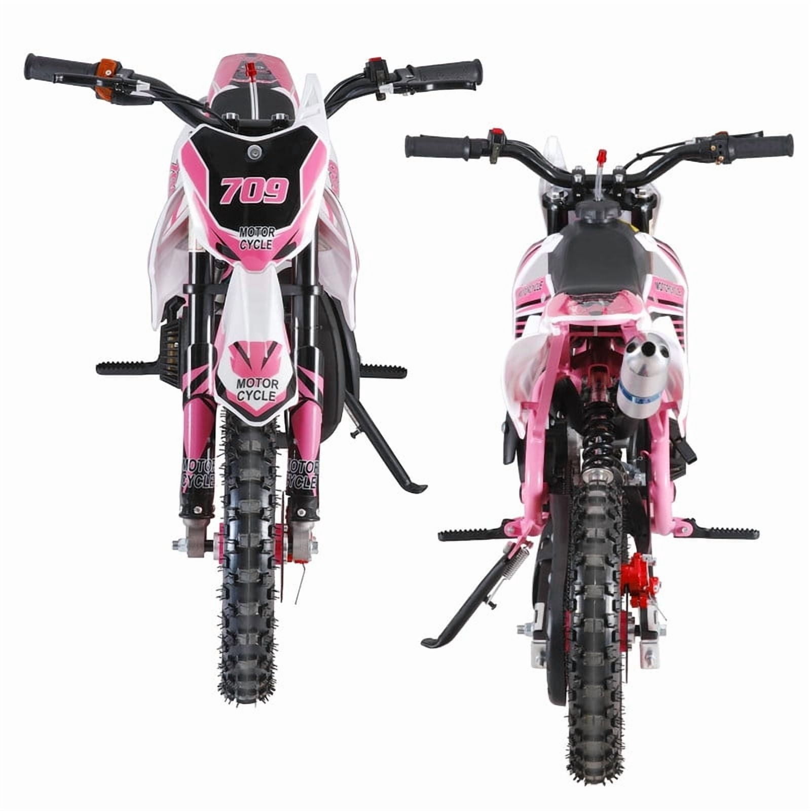 49cc Kids Dirt Bike, Gas Powered 2-Stroke Mini Motocross Motorcycle, Off-Road Dirtbike for Kids 6-12 with Front/Rear Disc Brakes, Shock Absorption, Soft Seat Cushion