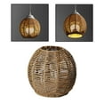 thumbnail image 5 of Boho Style Pendant Lamp Shade Ceiling Light Fixture Rattan Shade Woven Rattan Khaki Round, 5 of 8