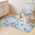 thumbnail image 4 of Spring Hydrangea Bathroom Rugs Set Vintage Watercolor Butterfly Floral Green Leaves Blue Plaid Non Slip Absorbent Bath Mats 3 Piece Set, U-Shaped Floor Mat, Toilet Seat Cover Small Size, 4 of 9