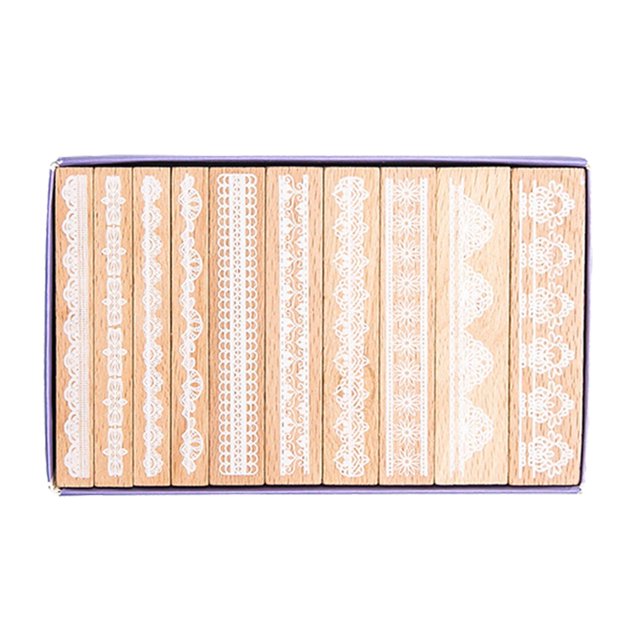 10 Pieces Pattern Wood Rubber Cardmaking Stationery Supplies