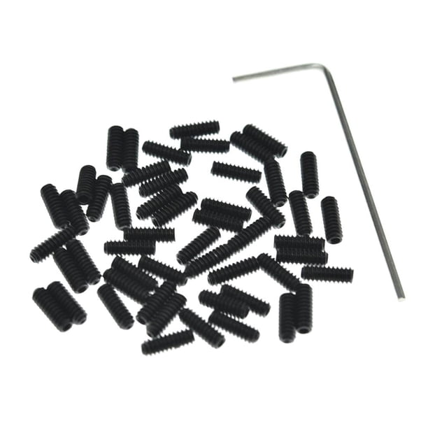 KAISH 50x US #4-40 x 5/16"" Tornillos hexagonales de ajuste de altura para sillín de puente de guitarra negro para Stratocaster/Telecaster