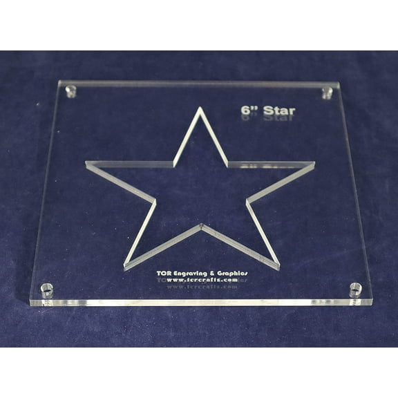 Star Template Inside 6 Inch - Clear 1/4 Inch Thick Acrylic