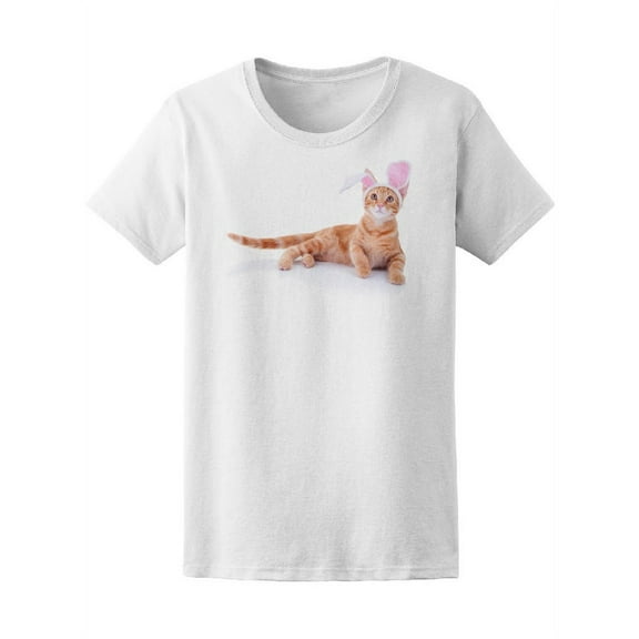 Easter Bunny Cat In Bunny Ears T-Shirt Women -Image by Shutterstock, Female Medium