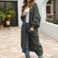 thumbnail image 2 of SGMVNU Womens Sweater Tops Elegant Fringe Solid Sweater Coat For Oversized Long Knit Cardigan With Bohemian Style, Fall Winter Outfits Dark Gray Size S, 2 of 4