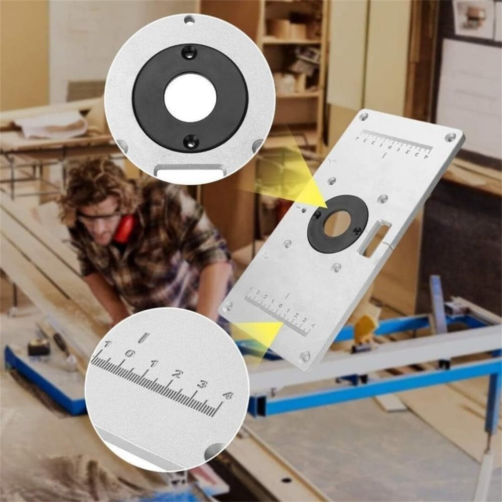 Router Table Insert Plate, Woodworking Benches Router Trimmer Models With 4 Rings High Accuracy Engraving Machine For Industrial Use