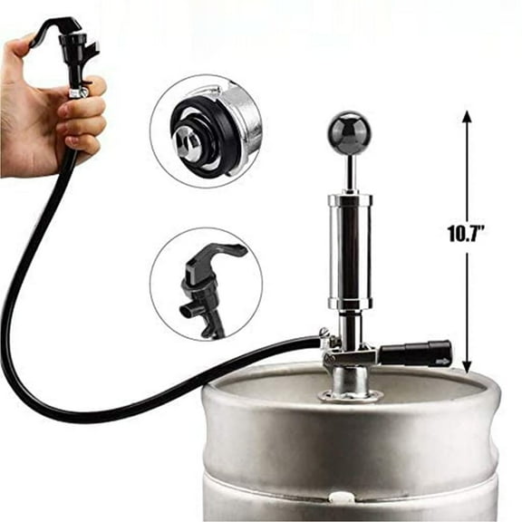 Beer Keg Pump 4in D System Chrome Iron Easy Operation Tight Sealing Keg Tap with Faucet Hose for Party Picnic Events
