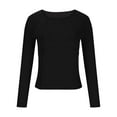 thumbnail image 6 of YUGYXL Womens Thin Lightweight Long Sleeve Tops Fall Crew Neck Comfy Sweatshirts Slim Fit Solid Color Blouse Black M, 6 of 6