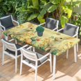 thumbnail image 2 of Easter Bunny Table Cloths for 5 Foot Rectangle Tables, Yellow Rabbit Spring Flowers Leaves Rustic Plants Patio Waterproof Elastic Fitted Tablecloths, Washable Rectangular Table Cover for Camping, 2 of 8