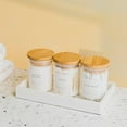 thumbnail image 2 of Mini Glass Apothecary Jars, Bathroom Organizers and Storage, with Bamboo Lids, Small Kitchen Containers, For Cotton Balls, Pads and Swabs, 10 oz, Set of 3, 2 of 5