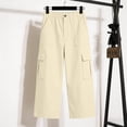 thumbnail image 6 of Lumtrix Cargo Capris For Women Summer Dressy Casual Loose Capri Pants With Pockets High Waisted Work Button Cropped Pant Beige M, 6 of 7