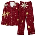 thumbnail image 7 of Enjoytime Pajamas for Women Christmas Printed Lapel Button Down Shirts and Pants Matching Sleepwear Long Sleeve Soft Loungewear Comfy 2 Piece Outfits, 7 of 7
