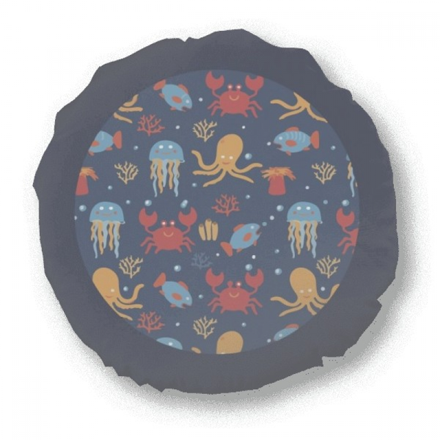 Deep Sea Cuttlefish Jellyfish Crab Round Throw Pillow Home Decoration Cushion