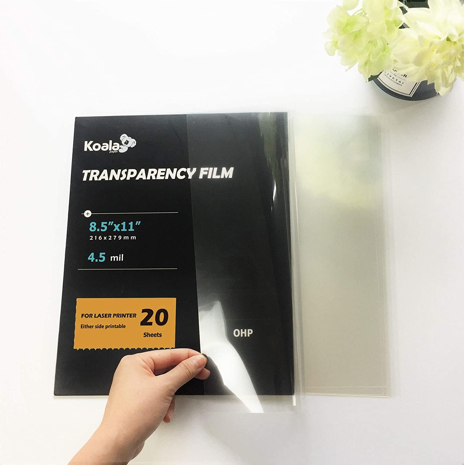 KOALA Transparency Film for Inkjet/Laser Jet Printers - 8.5 x 11 Inch 20  Sheets Printable Transparency Paper for OHP Film Overhead Projector Film or  Craft Projects 