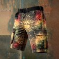 thumbnail image 2 of Men's Casual Cargo Shorts Tie-Dye Print Ethnic Loose Fit Trousers Summer Travel Hiking Beach Shorts With Pockets, 2 of 3