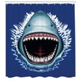 thumbnail image 3 of Ambesonne Shark Shower Curtain, Attack Open Mouth Bite, 69"Wx84"L, Navy Blue Grey Fuchsia, 3 of 3