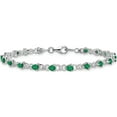 thumbnail image 4 of Sterling Silver Rhodium-Plated Emerald And Diamond Bracelet (7 X 3) Made In Thailand qx858e, 4 of 5