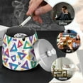 thumbnail image 4 of Yayeee Ashtray with Lid for Cigarette Smokeless Stainless Steel Home Ash Holder, Green Simple Triangles, 4 of 7