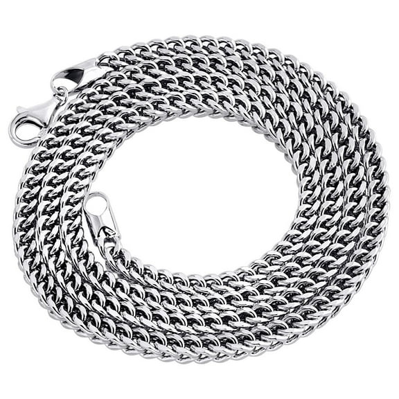 Real 10K White Gold 3D Hollow Franco Box Link Chain 3.75mm Necklace 24 Inches