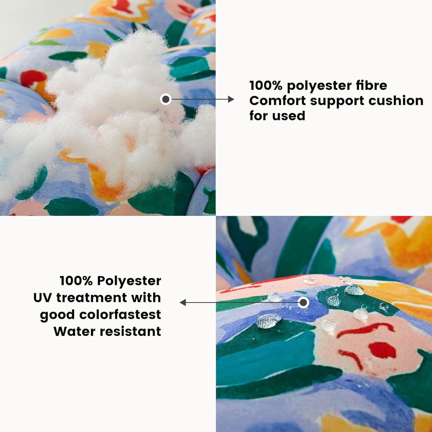 Outdoor Loveseat Cushions,5 Piece Wicker Chair Cushions Set,Tufted Cushons for Wicker Bench Patio Furniture,Floral